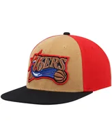 Men's Mitchell & Ness Gold, Black Philadelphia 76ers Hardwood Classics On The Block Snapback Hat