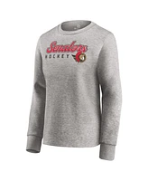 Women's Fanatics Heathered Gray Ottawa Senators Fan Favorite Script Pullover Sweatshirt