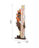 Glitzhome Thanksgiving Wooden Turkey Welcome Porch Decor, 36"