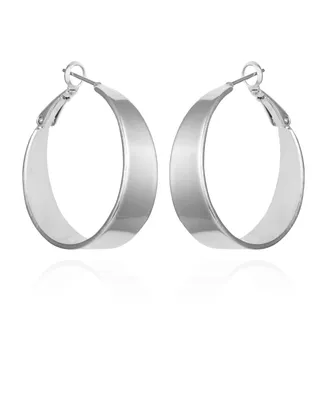 Vince Camuto Silver-Tone Band Thick Hoop Earrings