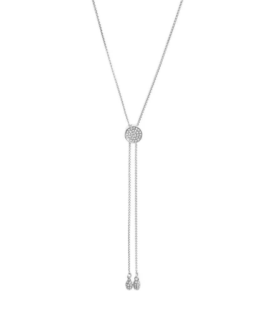 Vince Camuto Silver-Tone Pave Slider Bolo Necklace