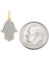 Wrapped Diamond Hamsa Hand Charm Pendant (1/20 ct. t.w.) in 10k Gold, Created for Macy's