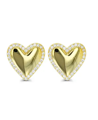 Heart Stud Earrings 14K Gold Plated or Sterling Silver