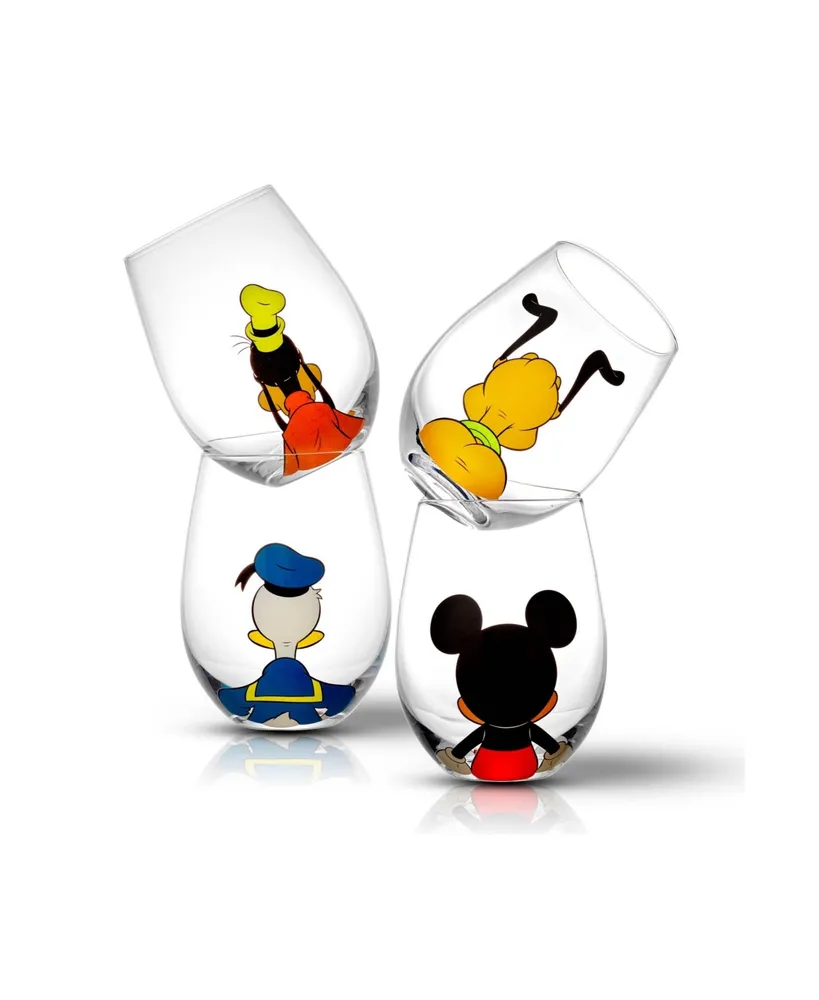 Disney Mickey Mouse Pals "Looking Back" Wine Glasses, Set of 4