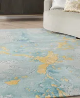 Nourison Home Prismatic PRS26 7'9" x 9'9" Area Rug - Aqua, Gold