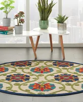 Nourison Home Aloha ALH19 5'3" x 5'3" Round Outdoor Area Rug