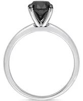 Black Diamond Solitaire Engagement Ring (1-1/2 ct. t.w.) 14k White Gold