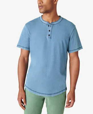 Lucky Brand Men's Jersey Short Sleeves Henley T-shirt, Indigo