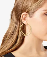 Vince Camuto Gold-Tone Double Hoop V Pave Earrings - Gold
