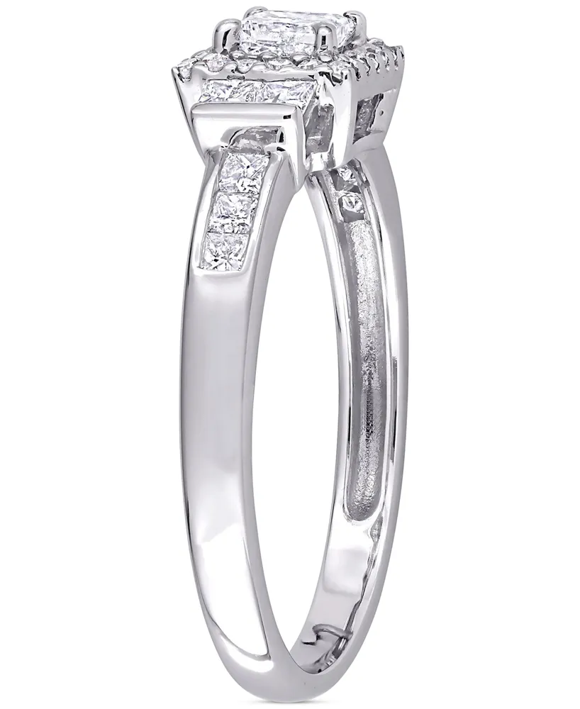 Diamond Princess Halo Engagement Ring (3/4 ct. t.w.) 14k White Gold