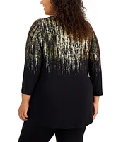 Jm Collection Plus Size Printed Top, Created for Macy's