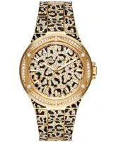 Michael Kors Women's Lennox Three-Hand Black and Gold-Tone Stainless Steel Bracelet Watch 43mm