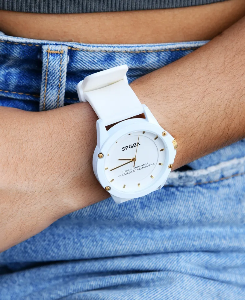 Spgbk Watches Unisex Edgewood White Silicone Strap Watch 44mm
