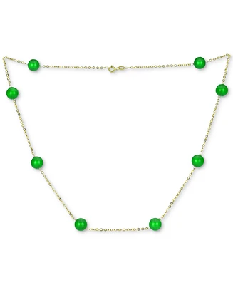 Onyx Bead 18" Collar Necklace in 14k Gold (Also in Jade, Lapis Lazuli, Rose Quartz, & Turquoise)
