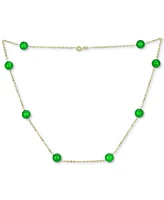 Onyx Bead 18" Collar Necklace in 14k Gold (Also in Jade, Lapis Lazuli, Rose Quartz, & Turquoise)