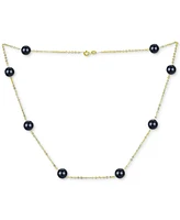 Onyx Bead 18" Collar Necklace 14k Gold (Also Jade, Lapis Lazuli, Rose Quartz