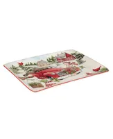 Certified International Red Truck Snowman Rectangular Platter