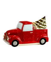 Certified International Red Truck Snowman 3D Cookie Jar