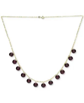 Garnet Bead Dangle 18" Statement Necklace 14k Gold (Also Malachite, Onyx, Rose Quartz, Lapis Lazuli, Jade, & Turquoise)