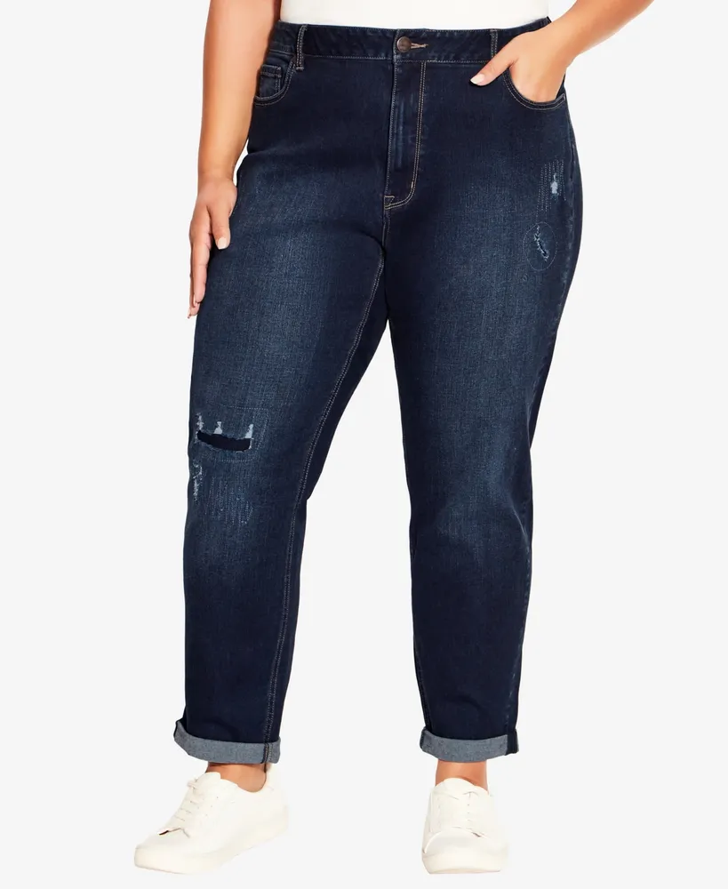 Silver Jeans Co. Mid Rise Distressed Girlfriend Jeans - Macy's