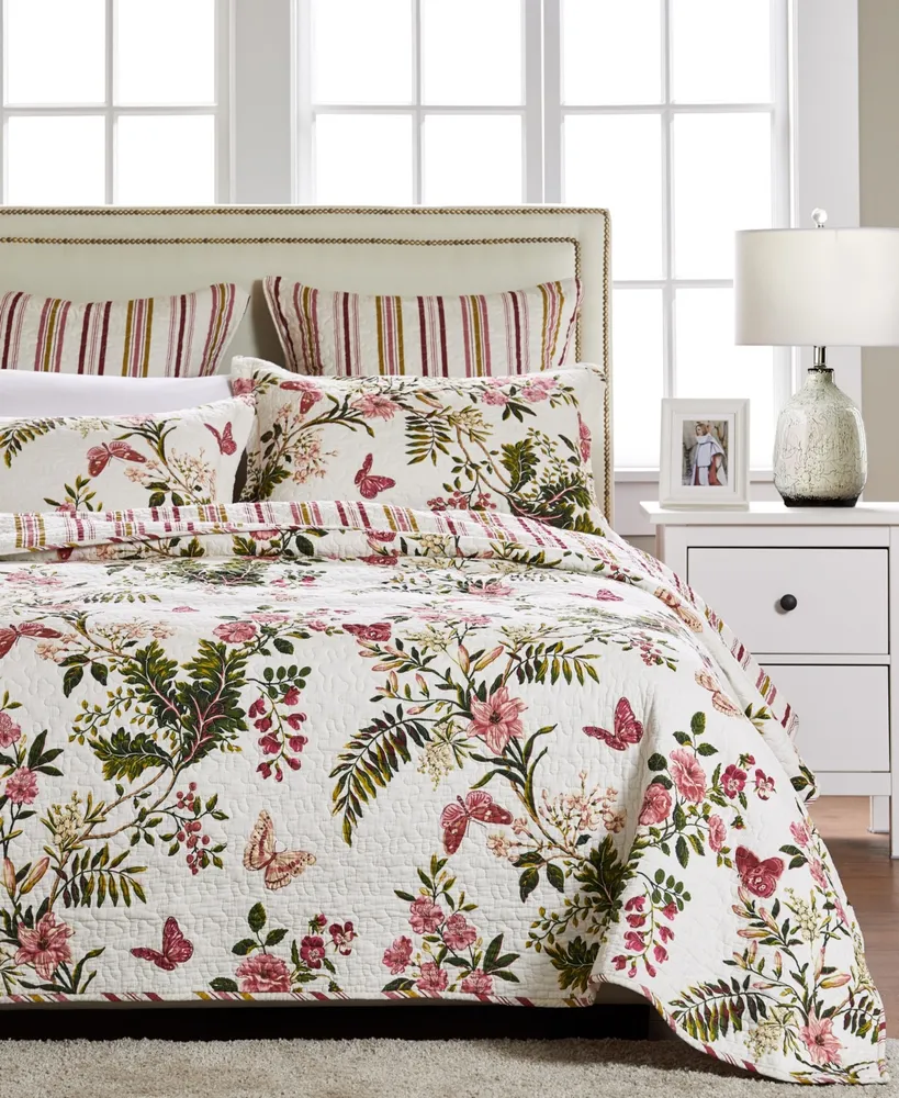 Greenland Home Fashions Butterflies Quilt Set, 3-Piece Full - Queen