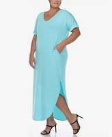 Plus Short Sleeve V-neck Maxi Dress