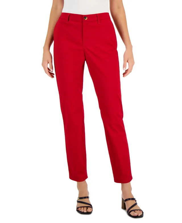 Tommy Hilfiger Women's Th Flex Hampton Cuffed Chino Straight-Leg Pants,  Created for Macy's