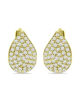 Giani Bernini Pave Teardrop Cubic Zirconia Huggie Hoop Earrings, Sterling Silver or 18K Gold over