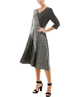 Women's Two Tone Ribbed A-line Dress