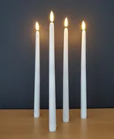 Battery Operated Wick Flame Taper Candles with Remote Control, Set of 4
