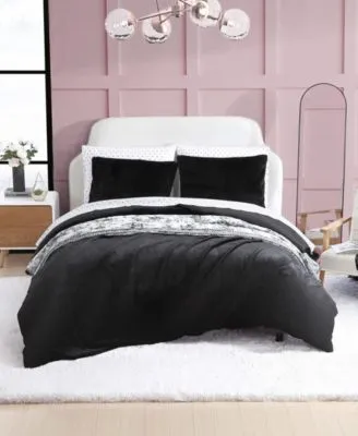 Closeout Betsey Johnson Solid Faux Fur Duvet Cover Collection Set