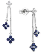 Sapphire (1-1/10 ct. t.w.) & Diamond (1/5 Flower Drop Earrings Sterling Silver (Also Ruby Emerald)