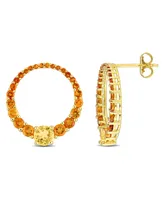 18K Gold Plated Sterling Silver Citrine Graduated Open Circle Hoop Earrings