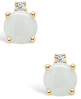 Opal (1/3 ct. t.w.) and Diamond Accent Stud Earrings 14K Yellow Gold