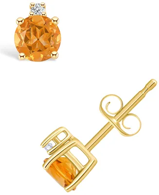 Citrine (1/2 ct. t.w.) and Diamond Accent Stud Earrings in 14K Gold