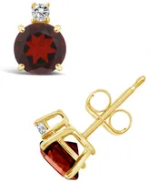 Garnet (1-1/3 ct. t.w.) and Diamond Accent Stud Earrings 14K Yellow Gold