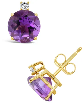 Amethyst (3-5/8 ct. t.w.) and Diamond Accent Stud Earrings in 14K Yellow Gold
