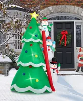 Glitzhome 8' Lighted Inflatable Xmas Snowman Climbing Up Tree Decor