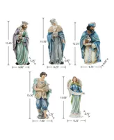 Glitzhome Oversized Deluxe Blue Resin Nativity Figurine Set, 12 Piece