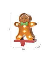 Glitzhome 7.25" Marquee Led Gingerbread Man Christmas Stocking Holder