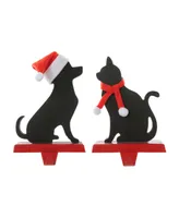 Glitzhome 7" Christmas Stocking Cat Dog Holder Set, 2 Piece