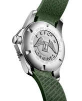 Longines Men's Swiss Automatic HydroConquest Green Rubber Strap Watch 41mm