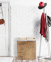 Seville Classics Hand-Woven Natural Wicker Lidded Double Laundry Hamper
