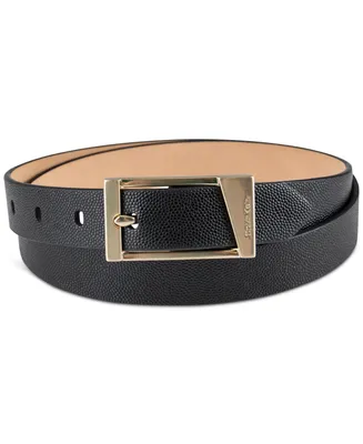 Calvin Klein Skinny Geometric Center Bar Buckle Dress Belt