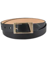 Calvin Klein Skinny Geometric Center Bar Buckle Dress Belt