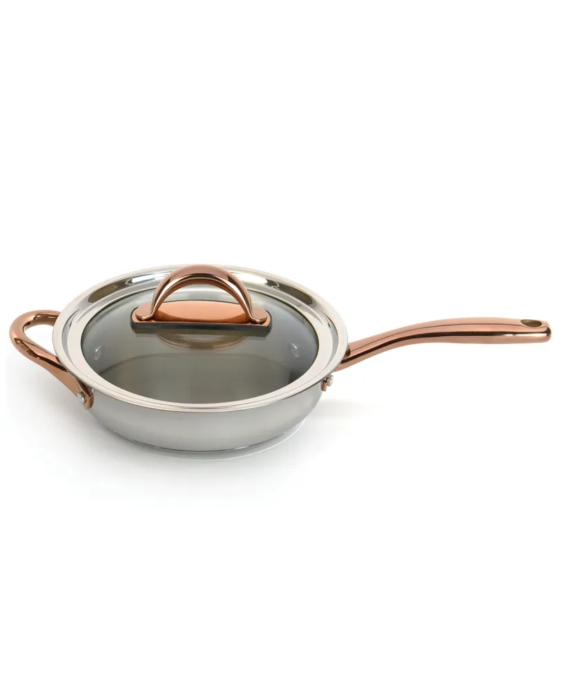 Ouro Covered Deep Skillet with Glass Lid, 10" - Silver