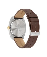 adidas Unisex Three Hand Code Two Brown Leather Strap Watch 38mm