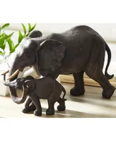 Dark Eclectic Resin Elephant Sculpture, 9" x 14"