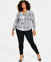 I.N.C. International Concepts Plus Size Zip Pocket Top Pull On Ponte Pants Created For Macys