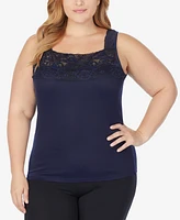 Cuddl Duds Plus Size SofTech Stretch Lace Detail Cami